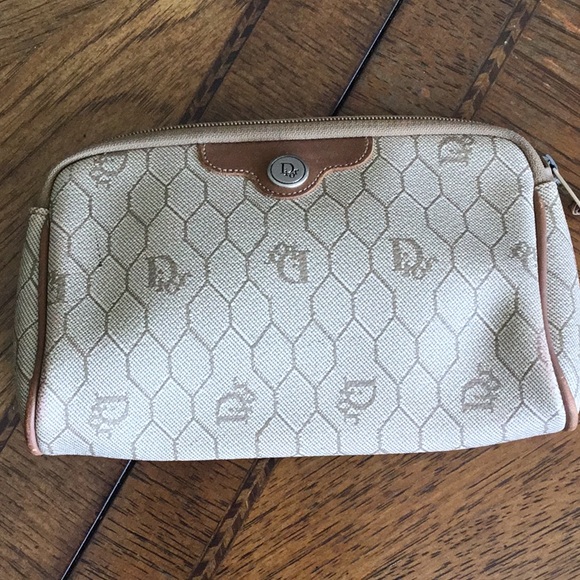 Christian Dior Vintage Leather and Monogram coated canvas Cosmetic bag. - Picture 1 of 12